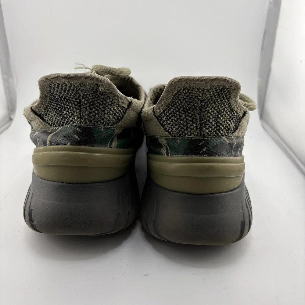 Adidas Kaptir 2.0 Cloudfoam Mens 10 Green Camo Knit Running Sneakers Athletic